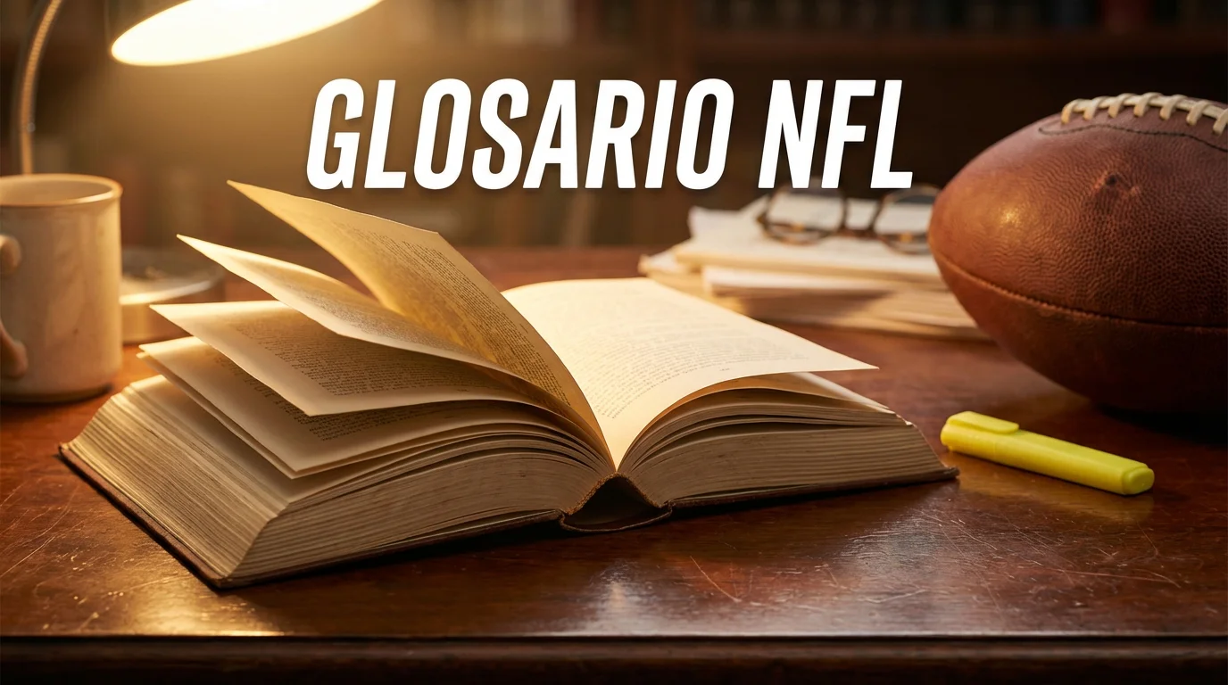 Libro abierto sobre un escritorio con un balón de fútbol americano y un marcador al lado