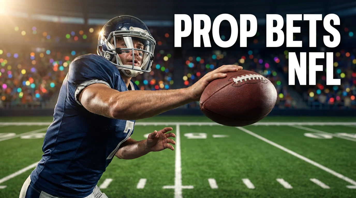 Quarterback de fútbol americano lanzando un pase largo en un estadio bajo luces nocturnas