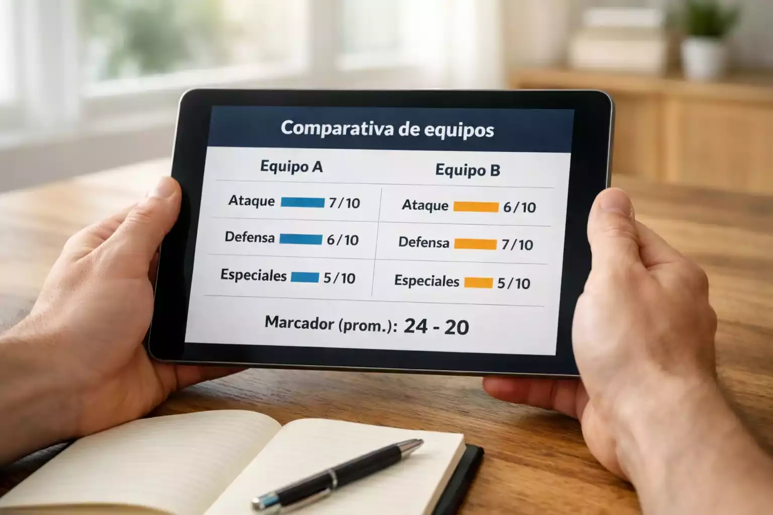 Pantalla de resultados de un partido de fútbol americano mostrando el marcador entre dos equipos